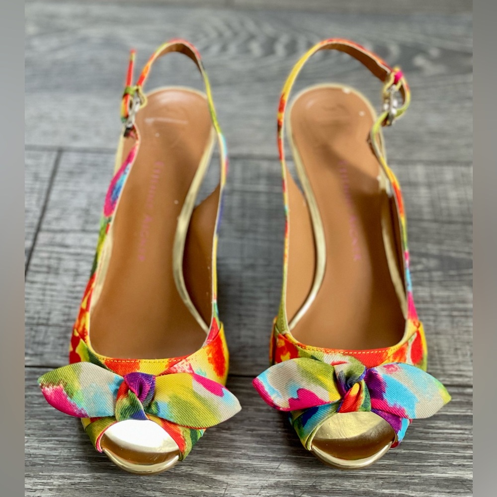 BOGO SALE Etienne Aigner Hadley Slingback Floral Peep Toe Pumps Heel Shoes